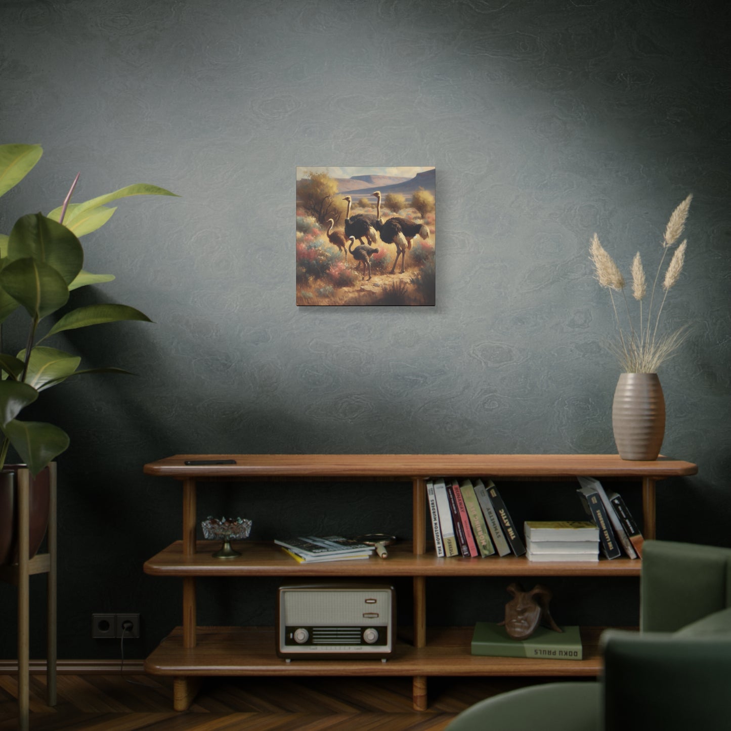 Ostrich Flock Impressionist Canvas Wall Art