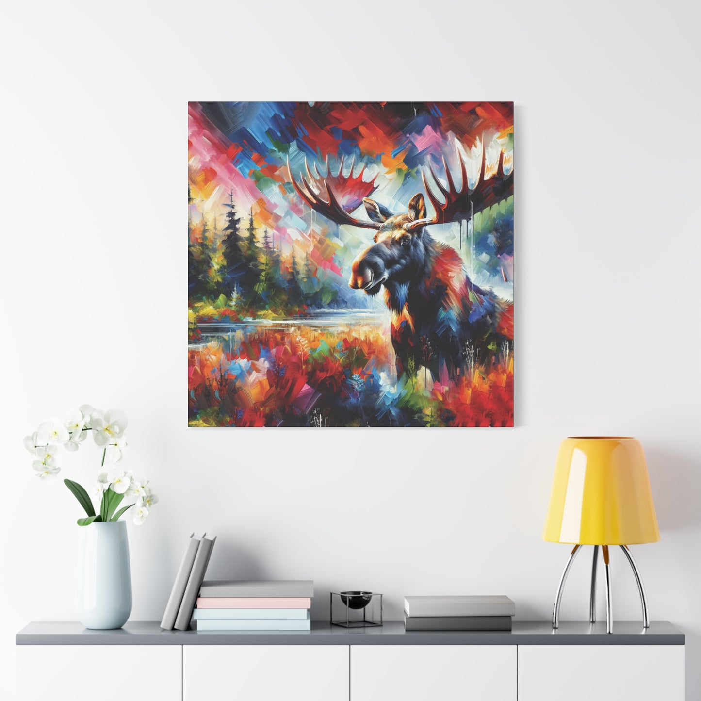 Sunrise Moose Expressionist Canvas Art Print