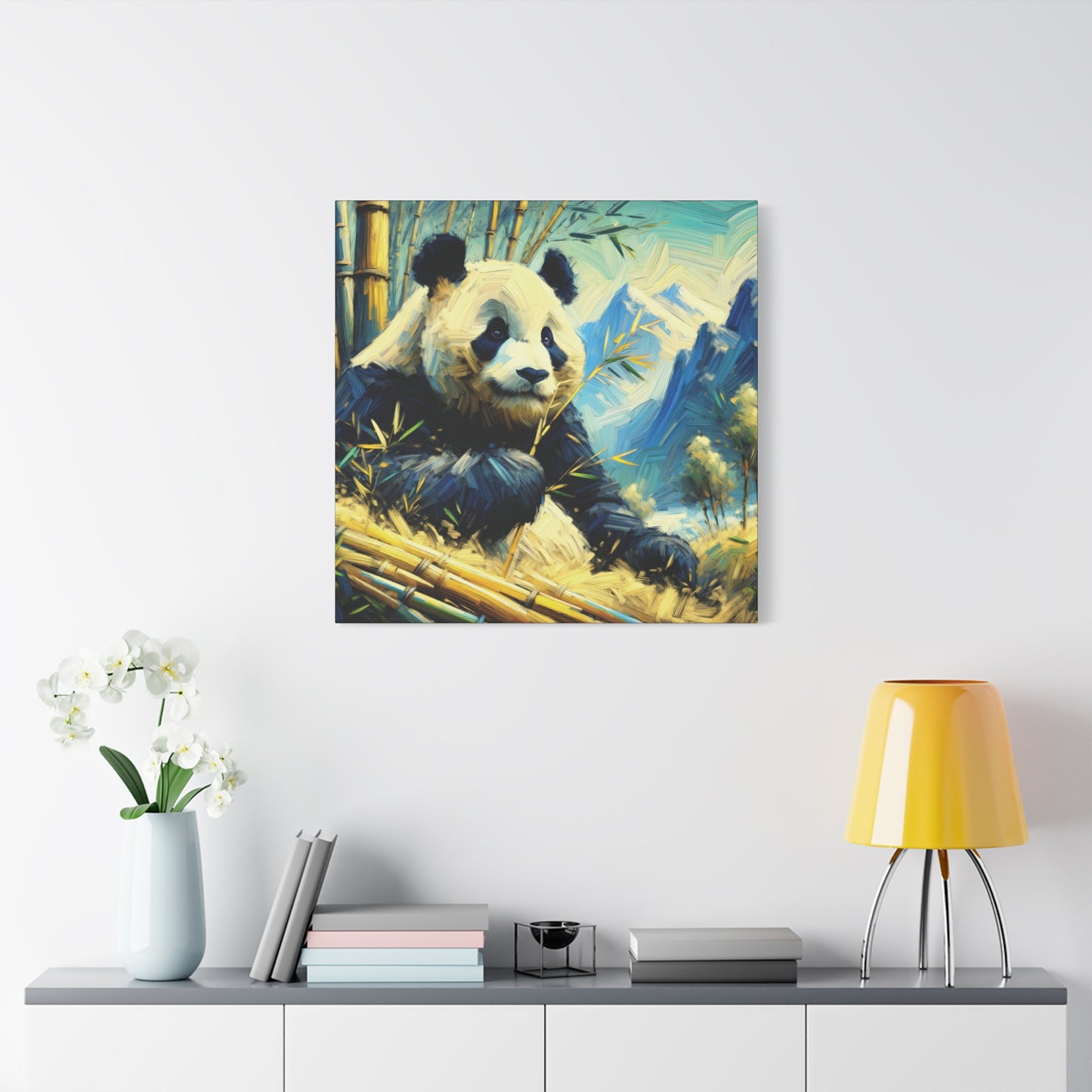 Canvas Wall Art - Giant Panda in Bamboo Forest, Contemporary Impressionist Style Print