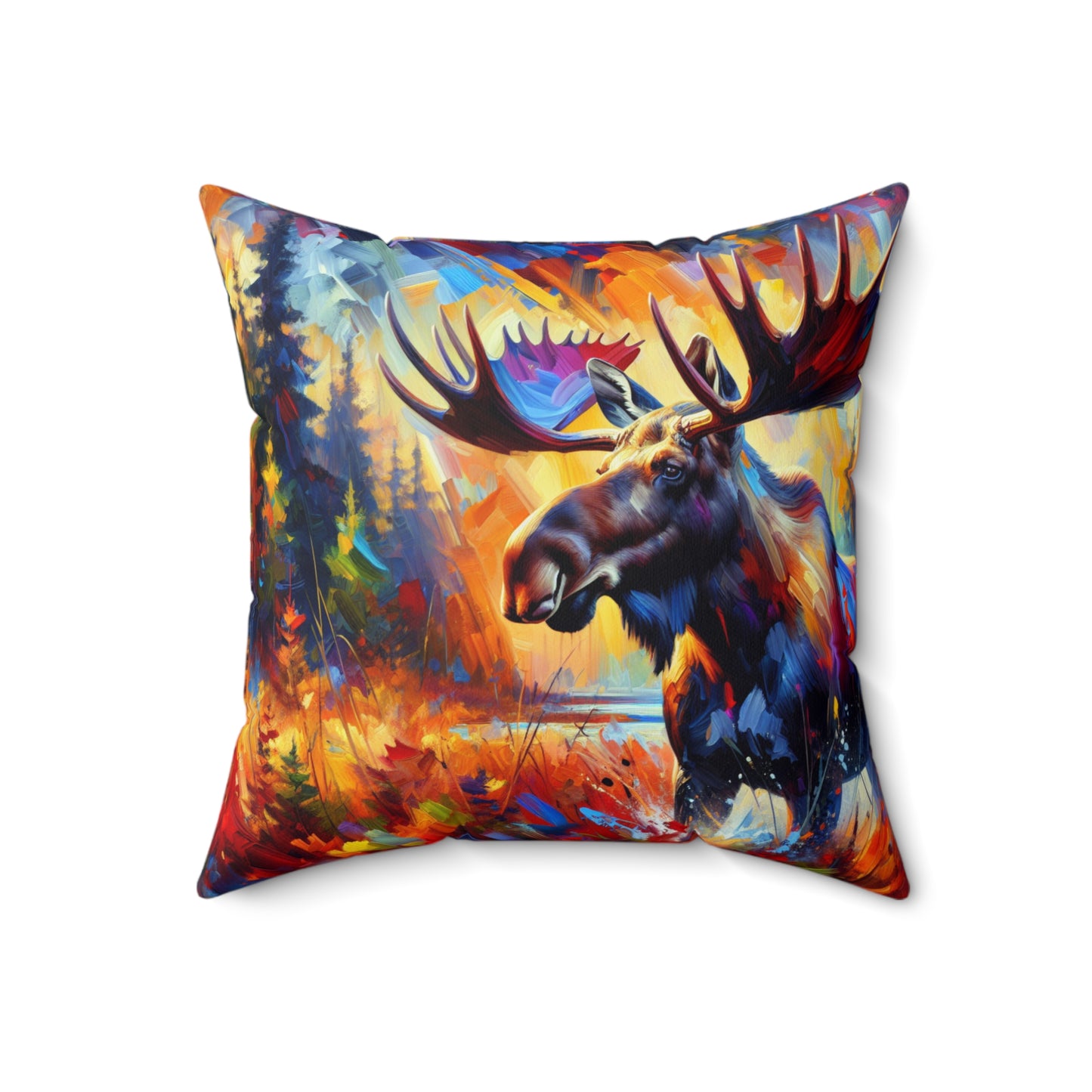 Sunset Moose - Square Throw Pillows