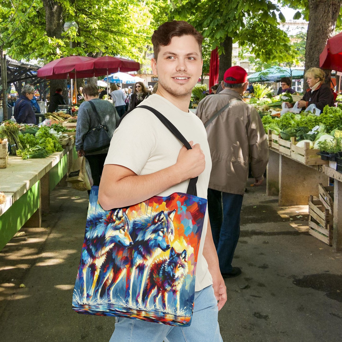 Reigning Wolves - Impressionist Art Style Tote Bag