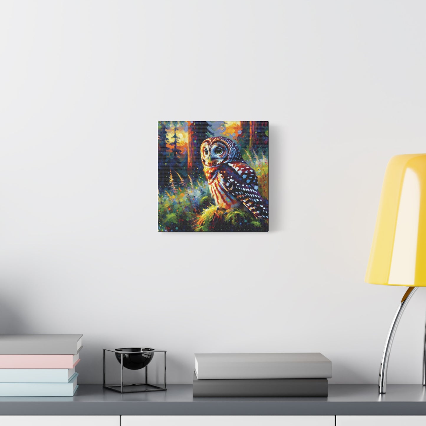 Barred Owl at Sunset Impressionist Canvas Art Print