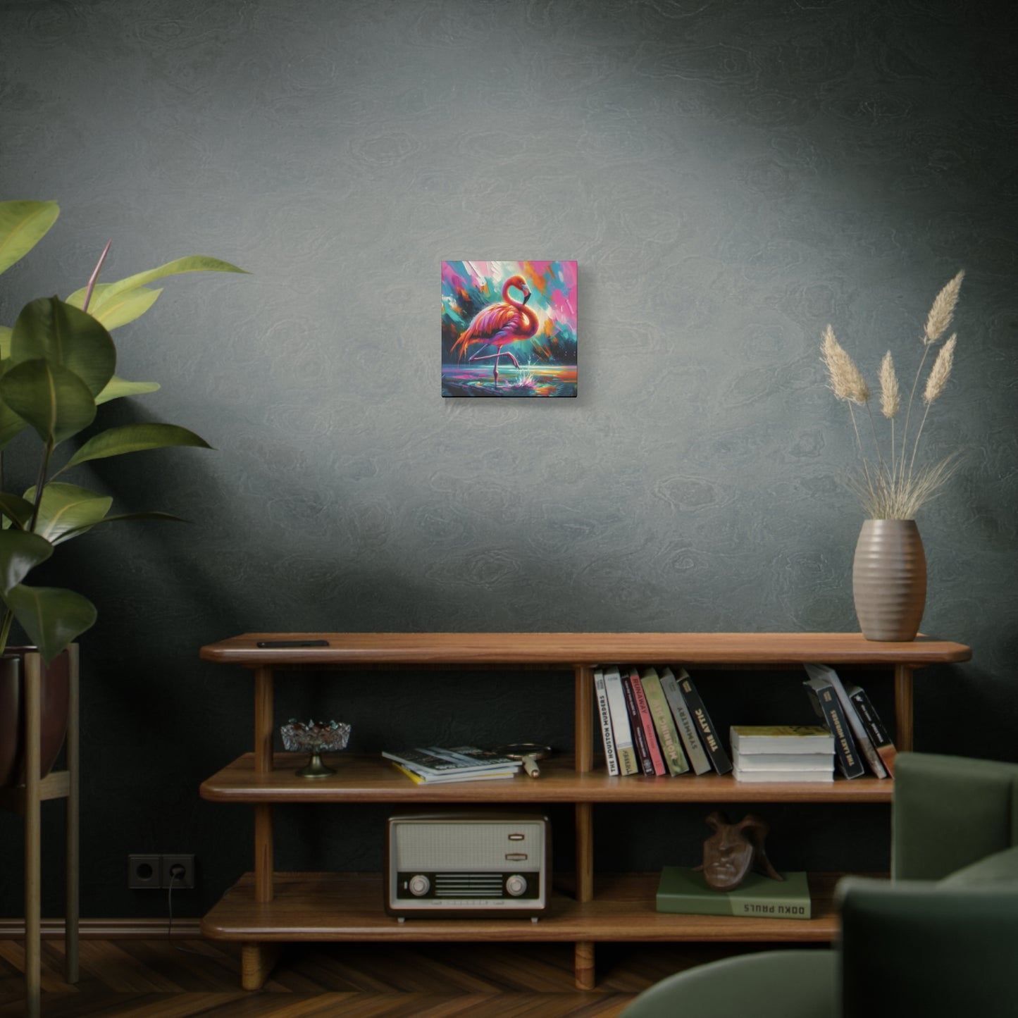 Canvas Wall Art - Flamingo Colorful Expressionist Style Print