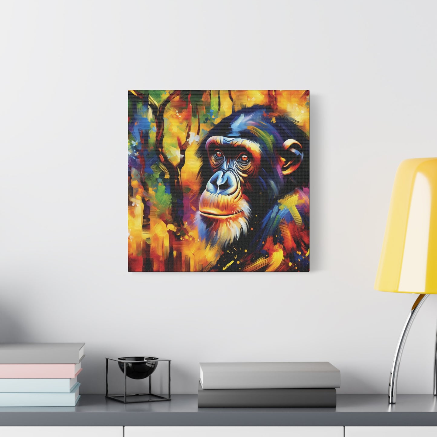 Curious Bonobo Expressionist Canvas Art Print