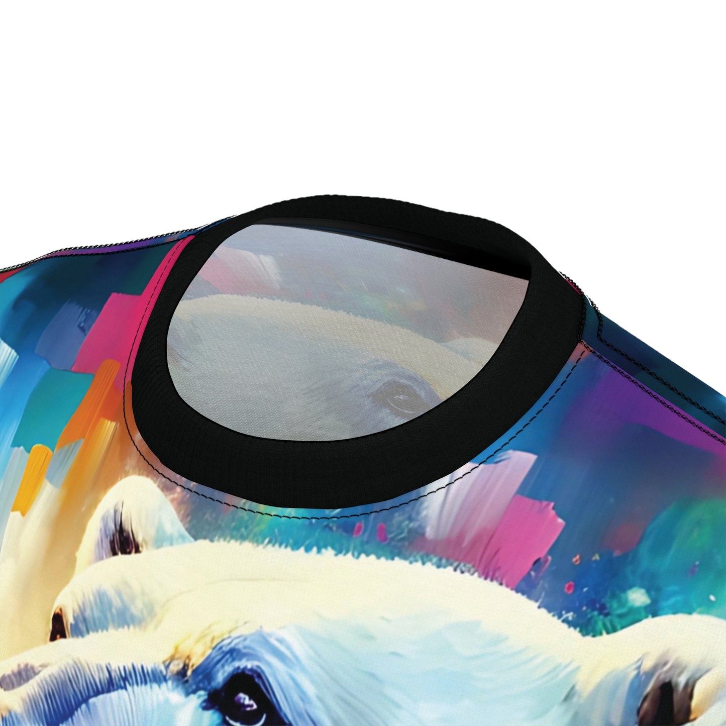 Polar Bear with Cub Vibrant Art Tee | Colorful Unisex Cut & Sew T-Shirt, Wildlife Apparel, Unique Graphic Tee, Birthday Gift