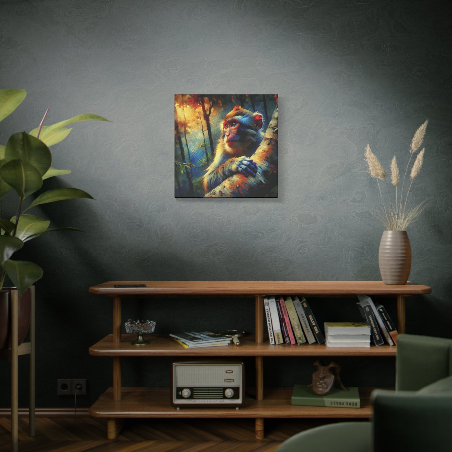 Monkey Wall Art - Rhesus Macaque Expressionist Canvas Art Print
