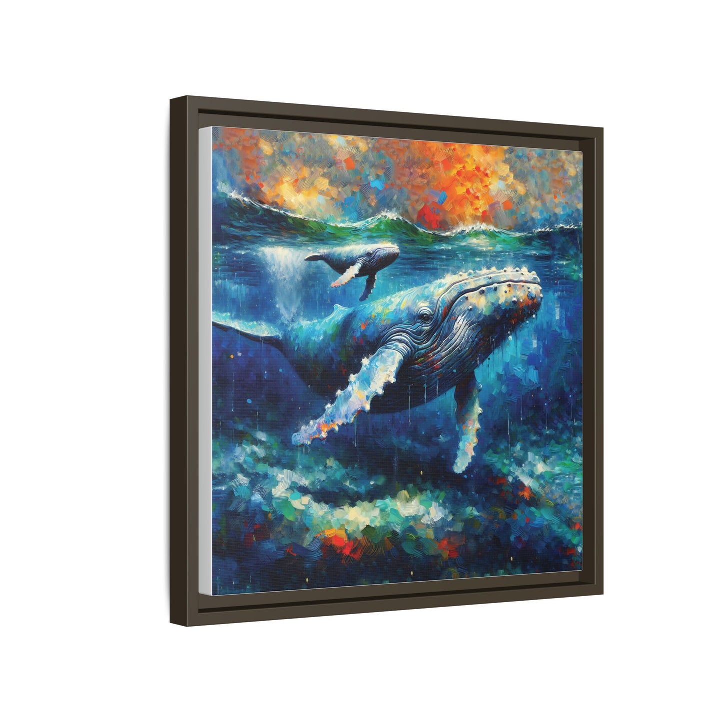 Vibrant Whale Art Canvas Print - Framed Wall Decor