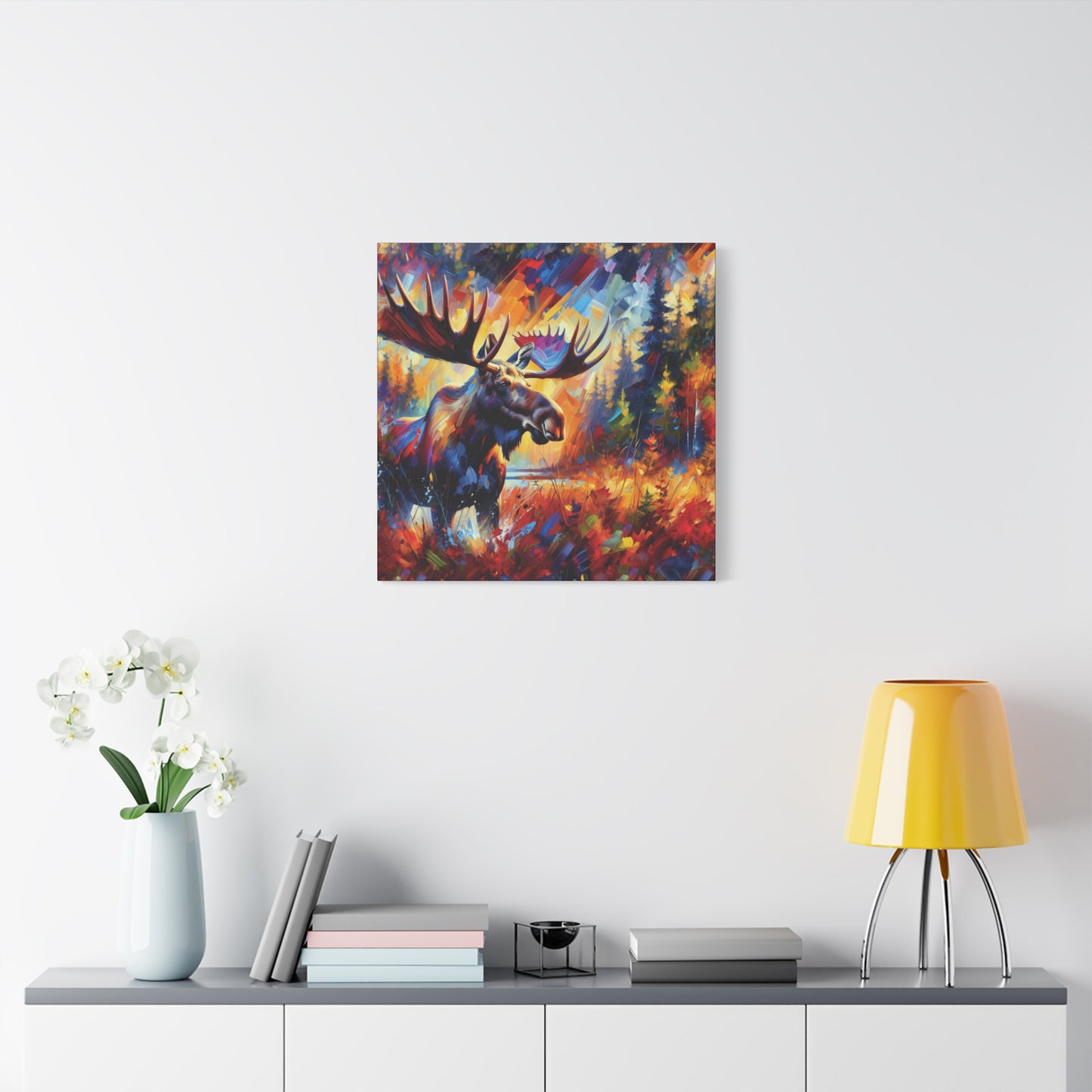 Sunset Moose Expressionist Canvas Art Print