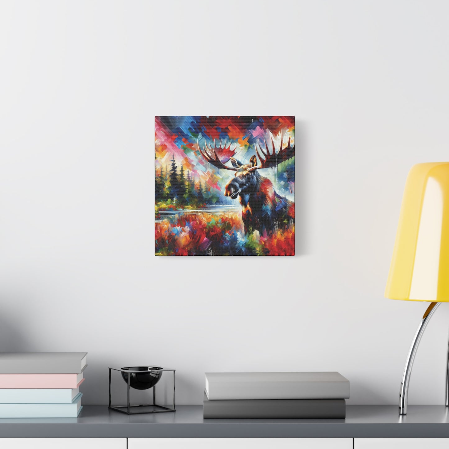 Sunrise Moose Expressionist Canvas Art Print