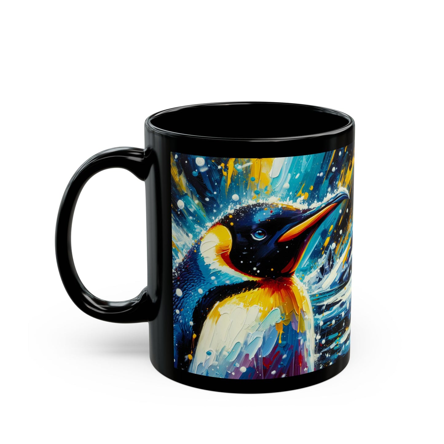 Emperor Penguin in Snowfall - Black Mug (11oz, 15oz)