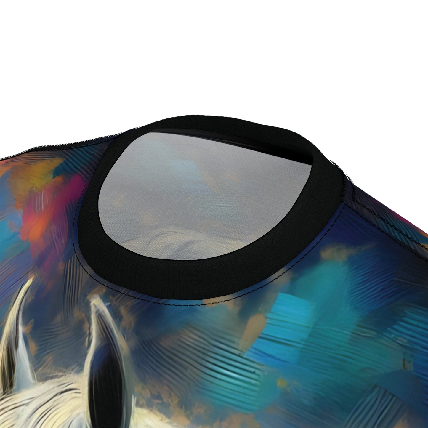 Andalusian Horse Portrait Vibrant Art Tee | Colorful Unisex Cut & Sew T-Shirt, Wildlife Apparel, Unique Graphic Tee, Birthday Gift