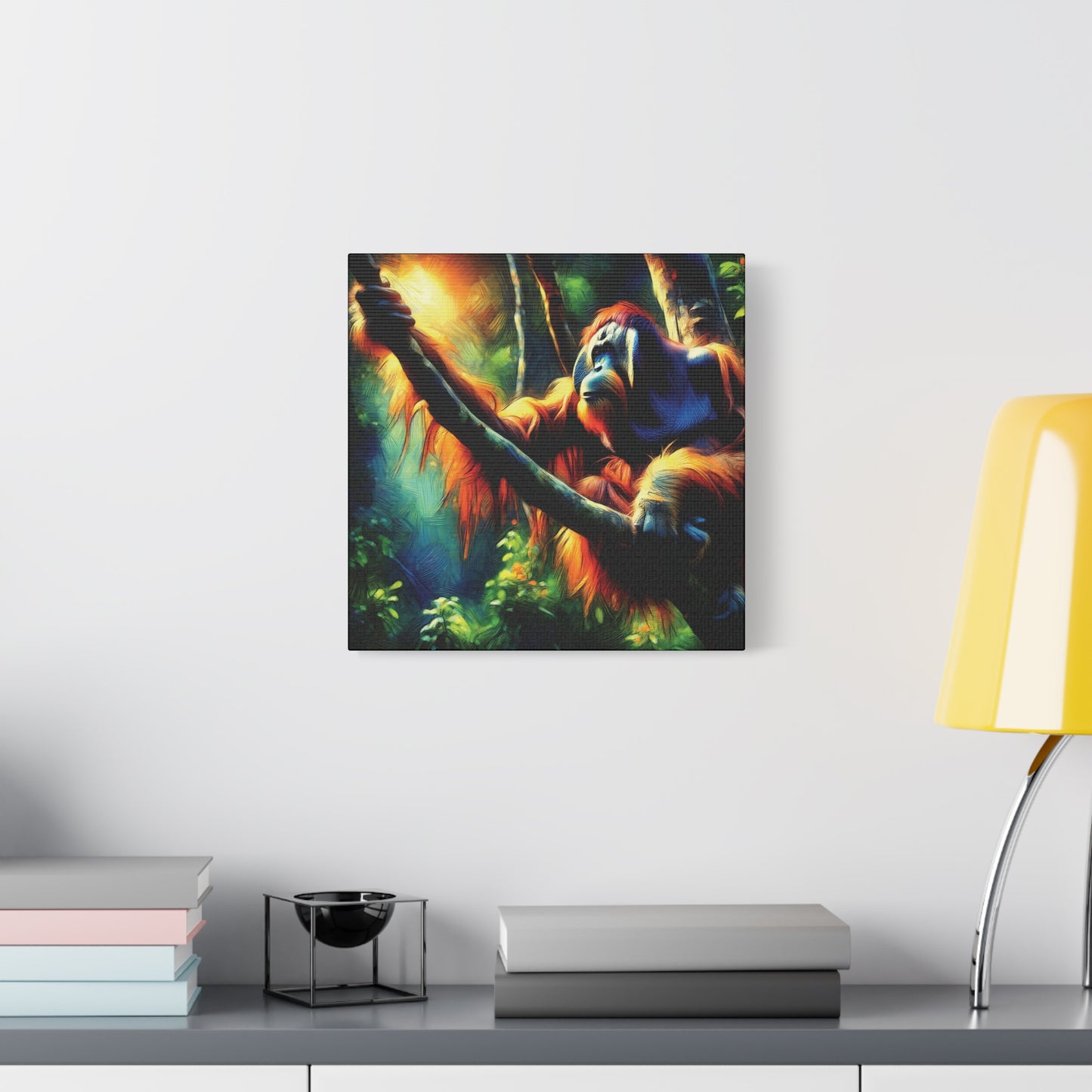 Orangutan in Tree Expressionist Canvas Art Print