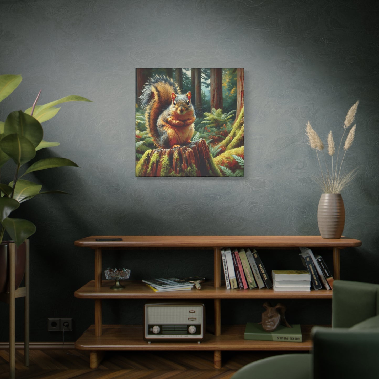 Douglas Squirrel in Olympic National Forest Impressionist Canvas Art Print