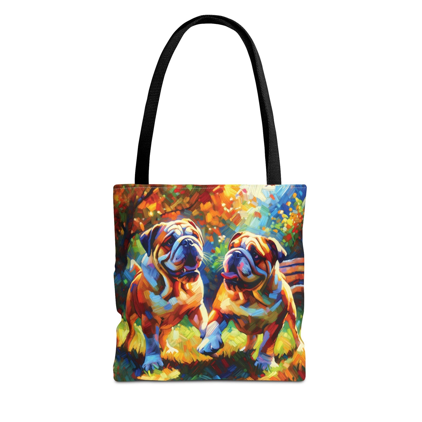 Playful Bulldogs - Colorful Artistic Tote Bag