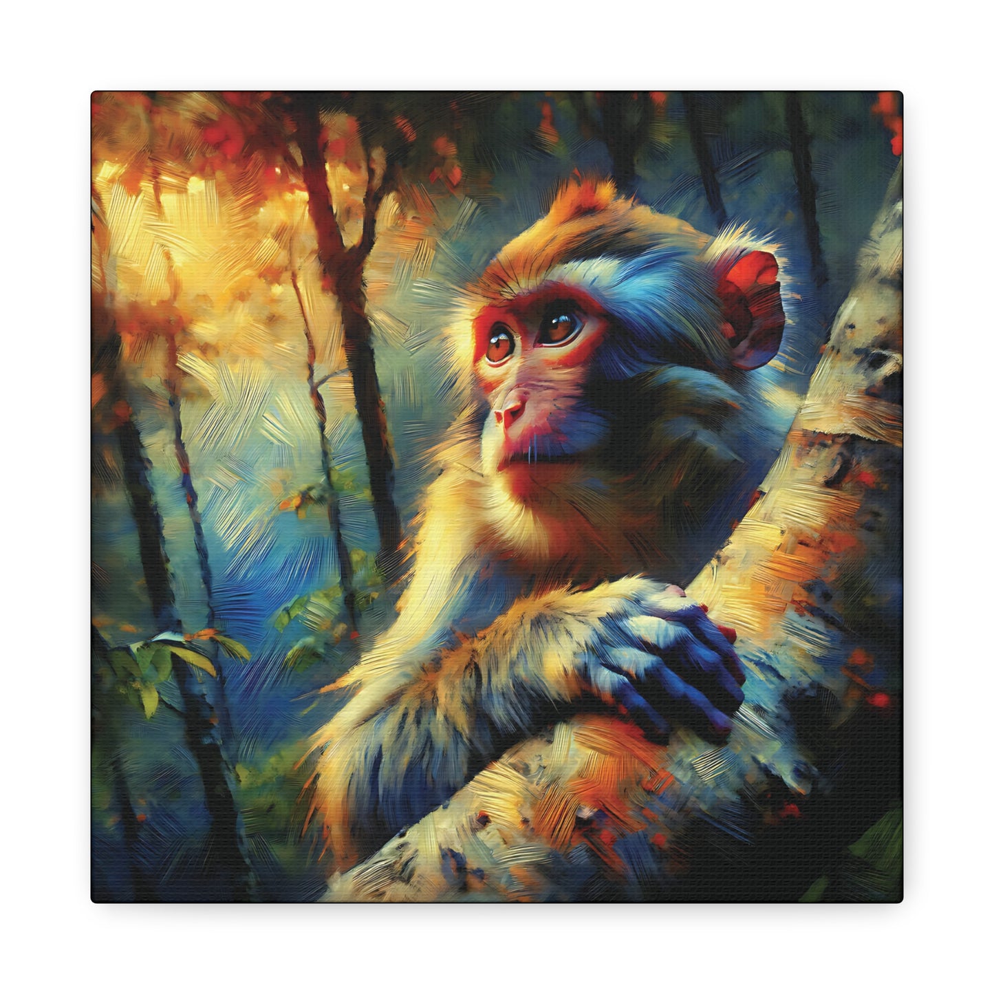 Monkey Wall Art - Rhesus Macaque Expressionist Canvas Art Print