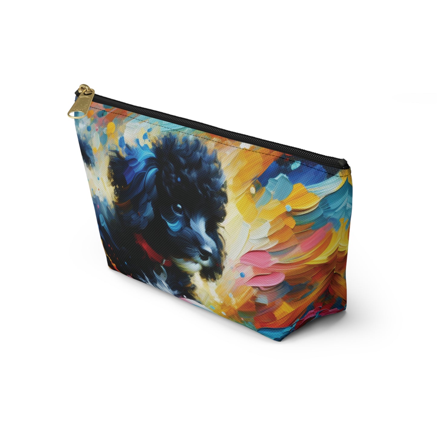 Black and White Poodle T-bottom Pouch | Perfect for Dog Lovers, Travel Accessory, Makeup Bag, Organizer