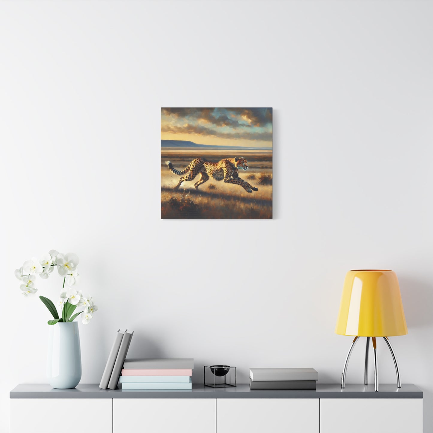 Cheetah Running Impressionist Canvas Art Print