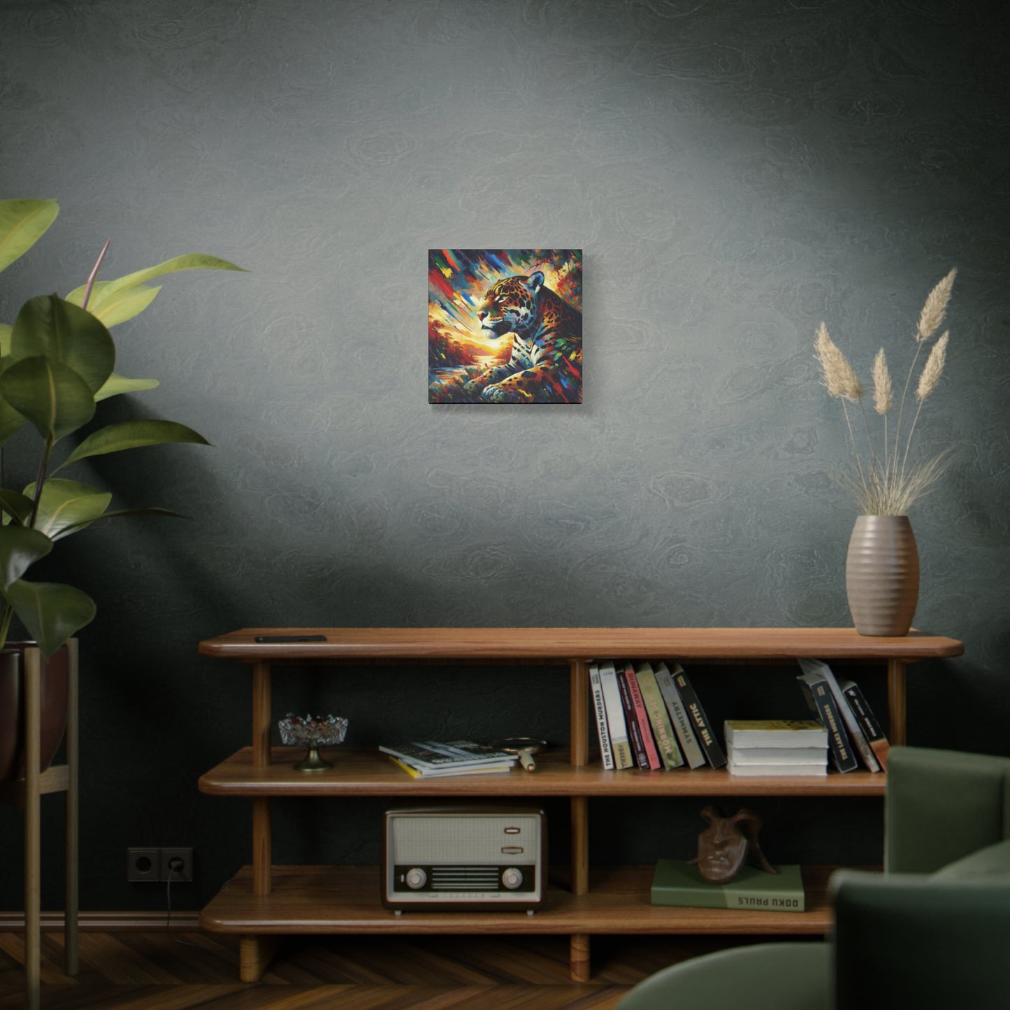 Jaguar Sunset Expressionist Canvas Art Print