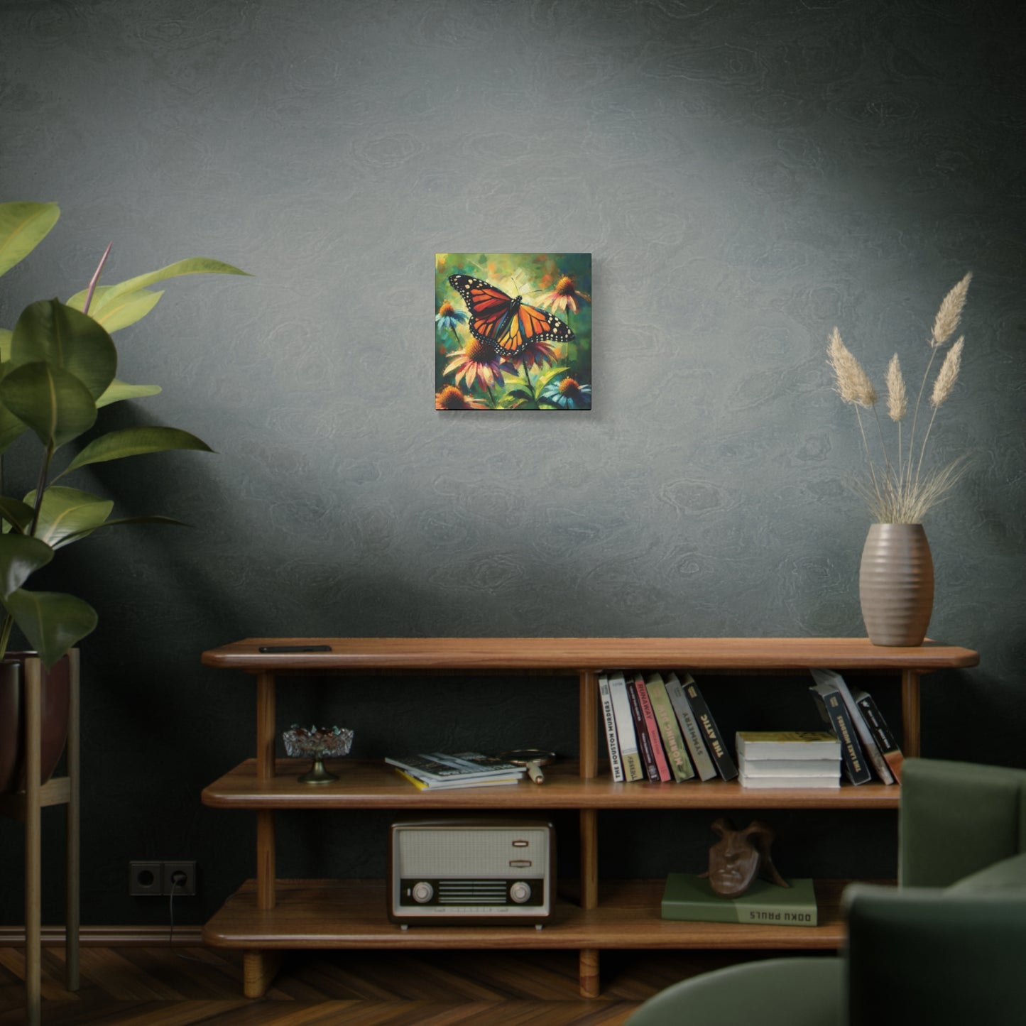 Butterfly Canvas Wall Art - Monarch Butterfly with Echinacea