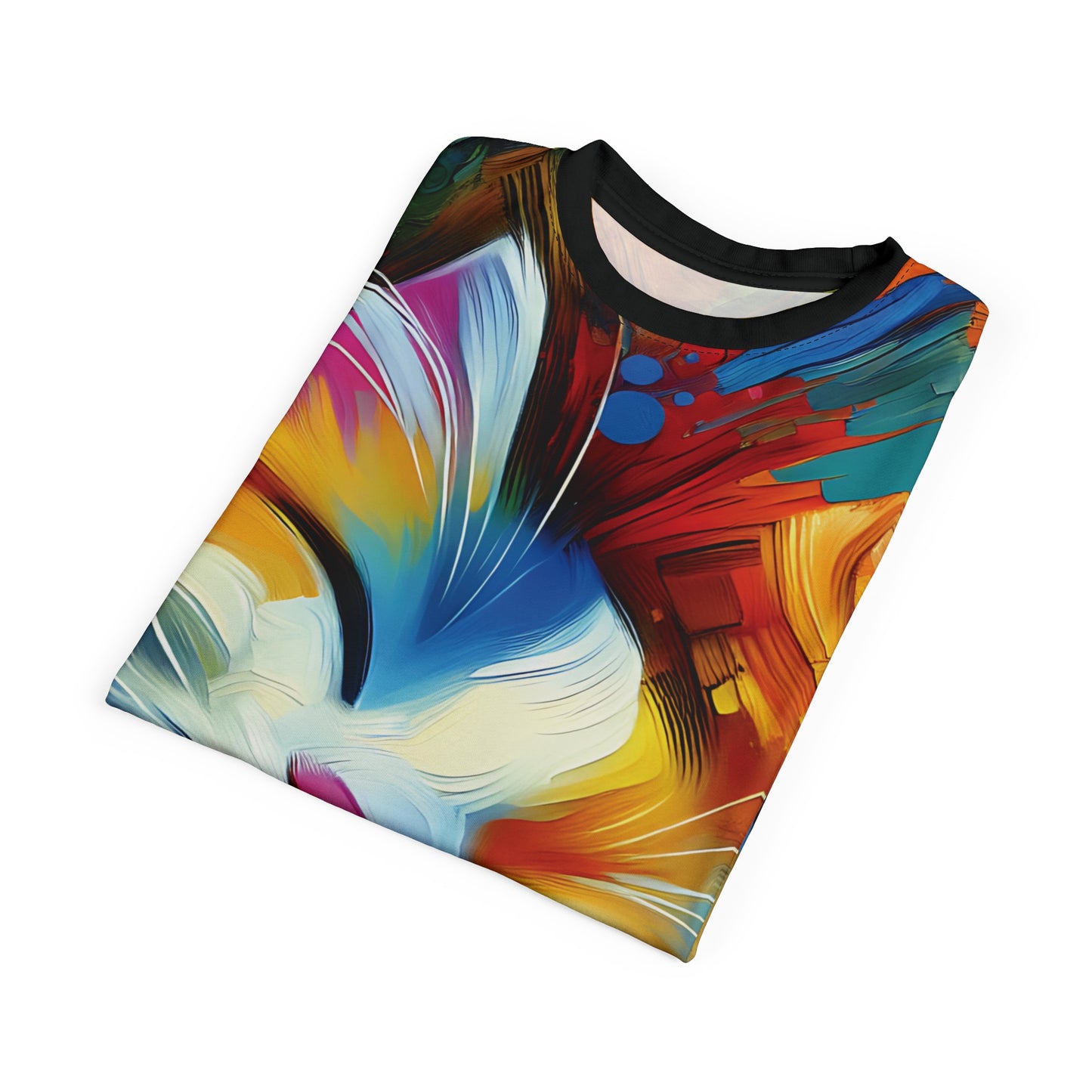 Happy Cat Dreams Vibrant Art Tee | Colorful Unisex Cut & Sew T-Shirt, Wildlife Apparel, Unique Graphic Tee, Birthday Gift