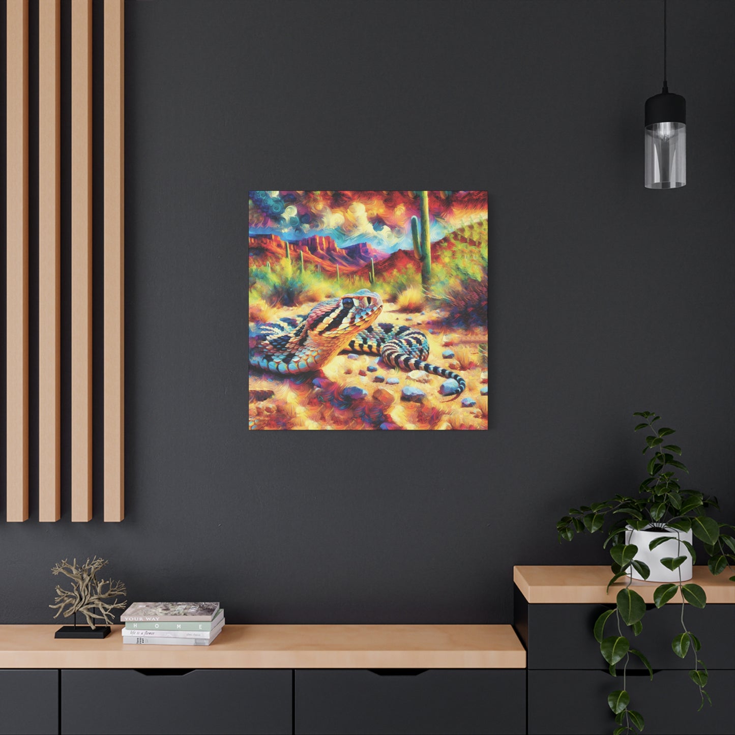 Desert Rattlesnake Expressionist Canvas Art Print