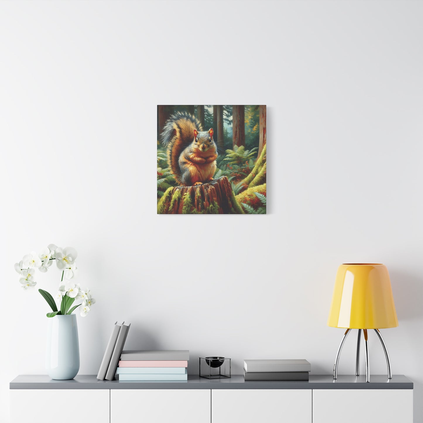 Douglas Squirrel in Olympic National Forest Impressionist Canvas Art Print