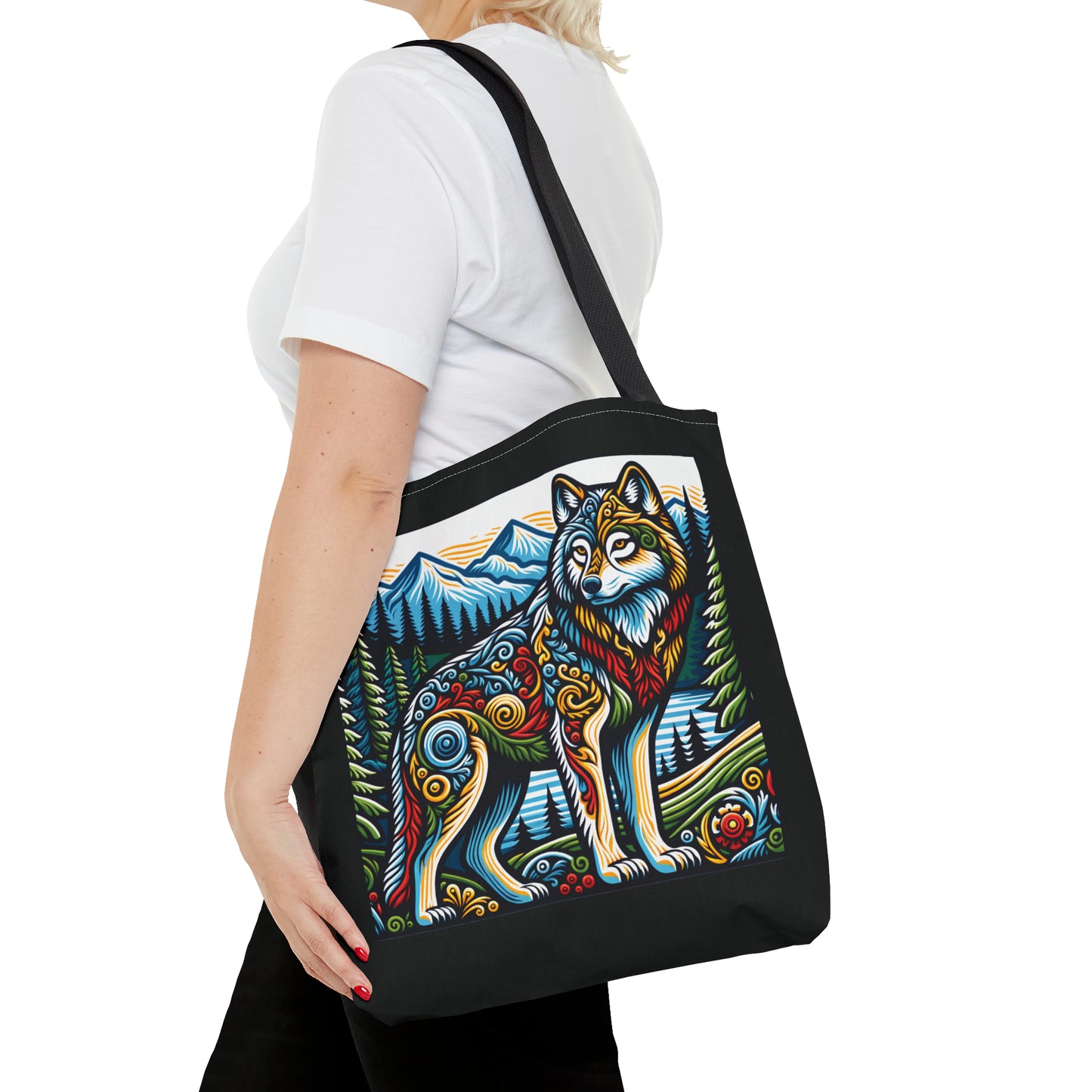 Folk Art Wolf - Tote Bag