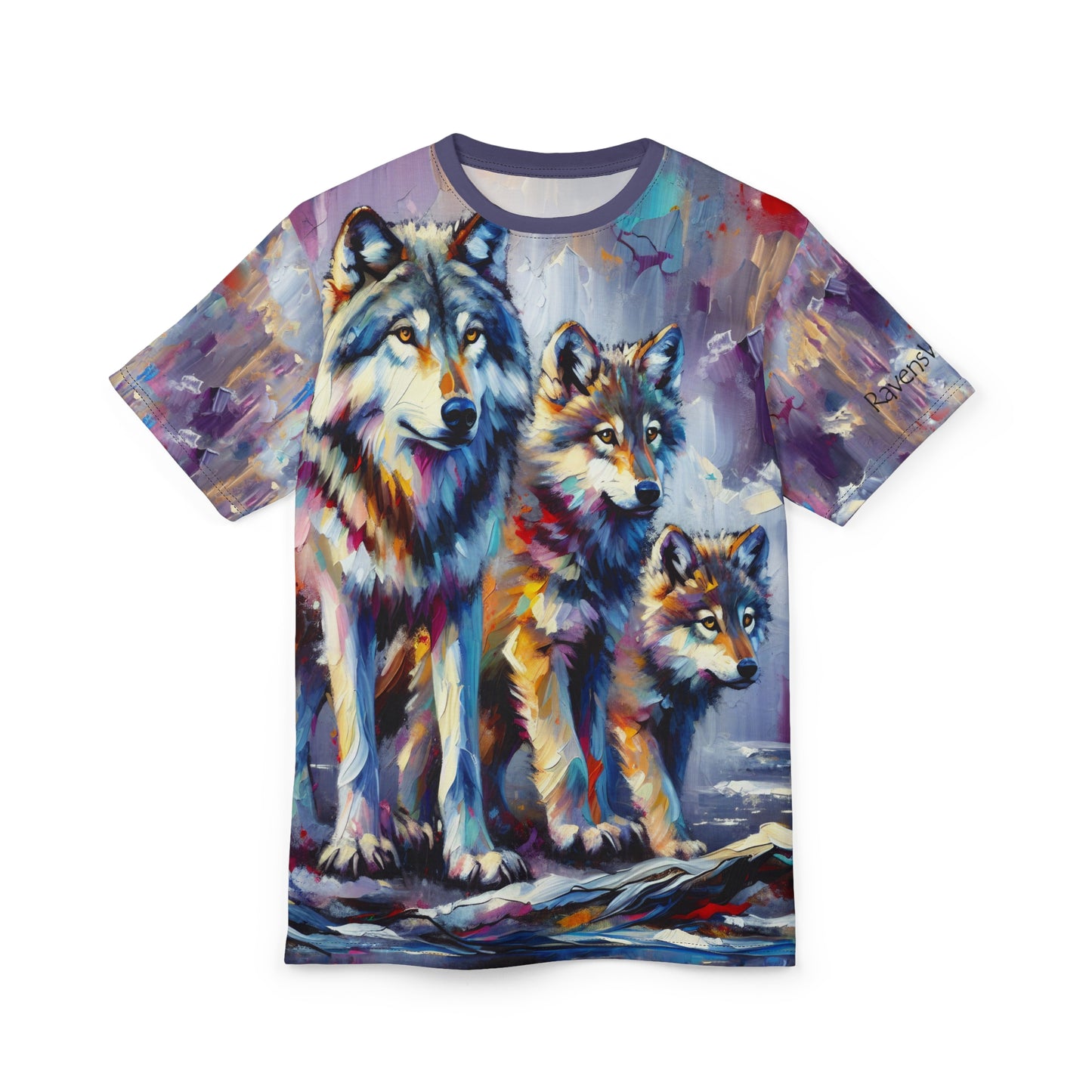 Wolf with Juveniles - Unisex Cut & Sew Tee