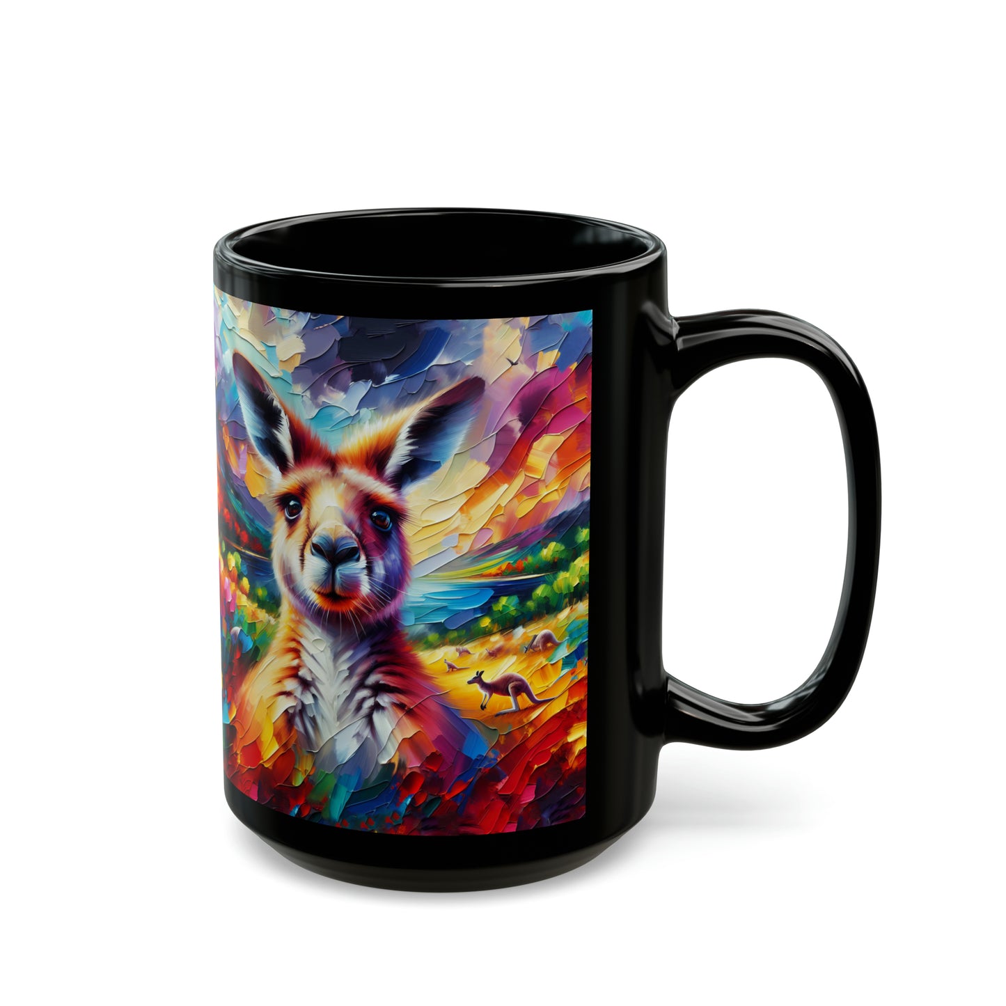 Kangaroo Photo Bomb - Black Mug (11oz, 15oz)
