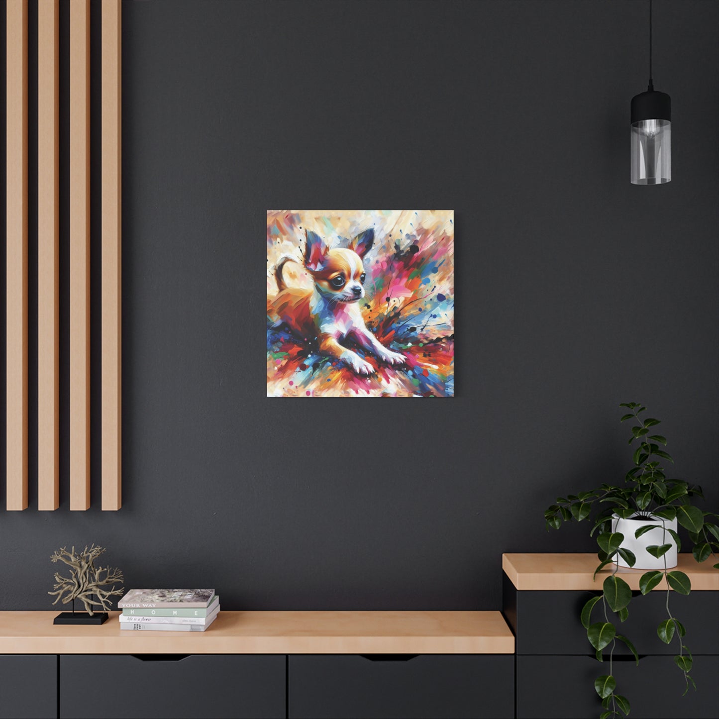 Chihuahua Mayhem Expressionist Canvas Art Print
