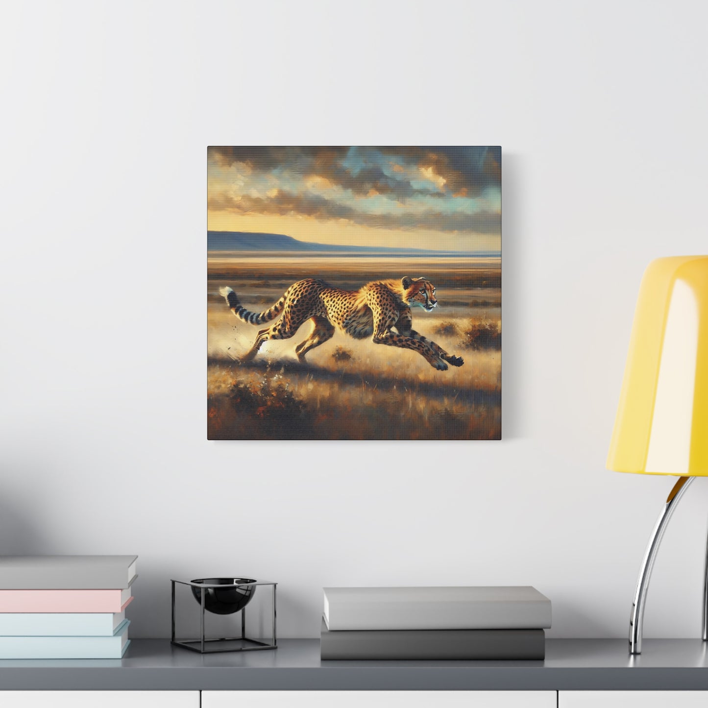 Cheetah Running Impressionist Canvas Art Print