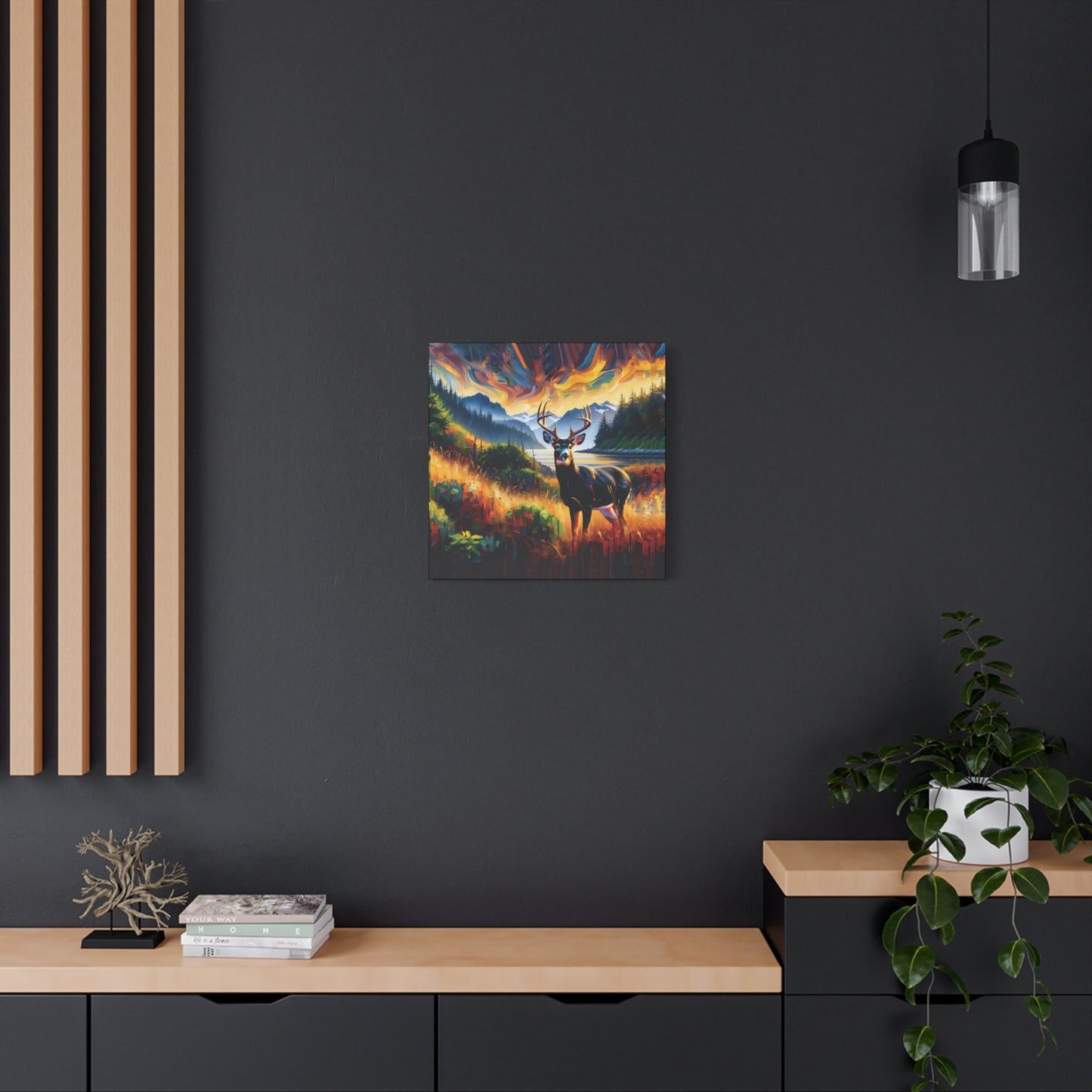 Canvas Wall Art - Black Tail Buck in Olympic National Park - Colorful Expressionist Art Style Print
