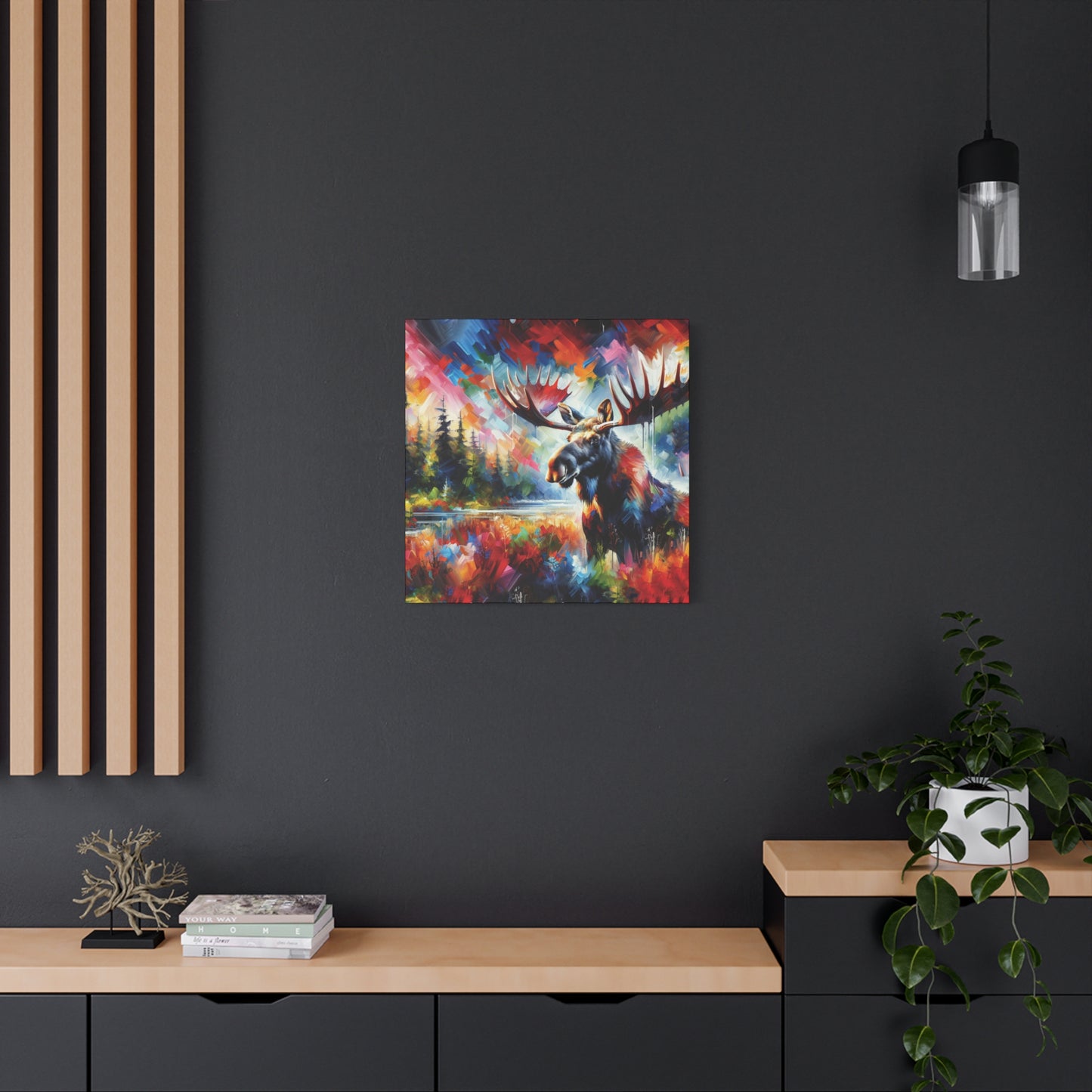 Sunrise Moose Expressionist Canvas Art Print