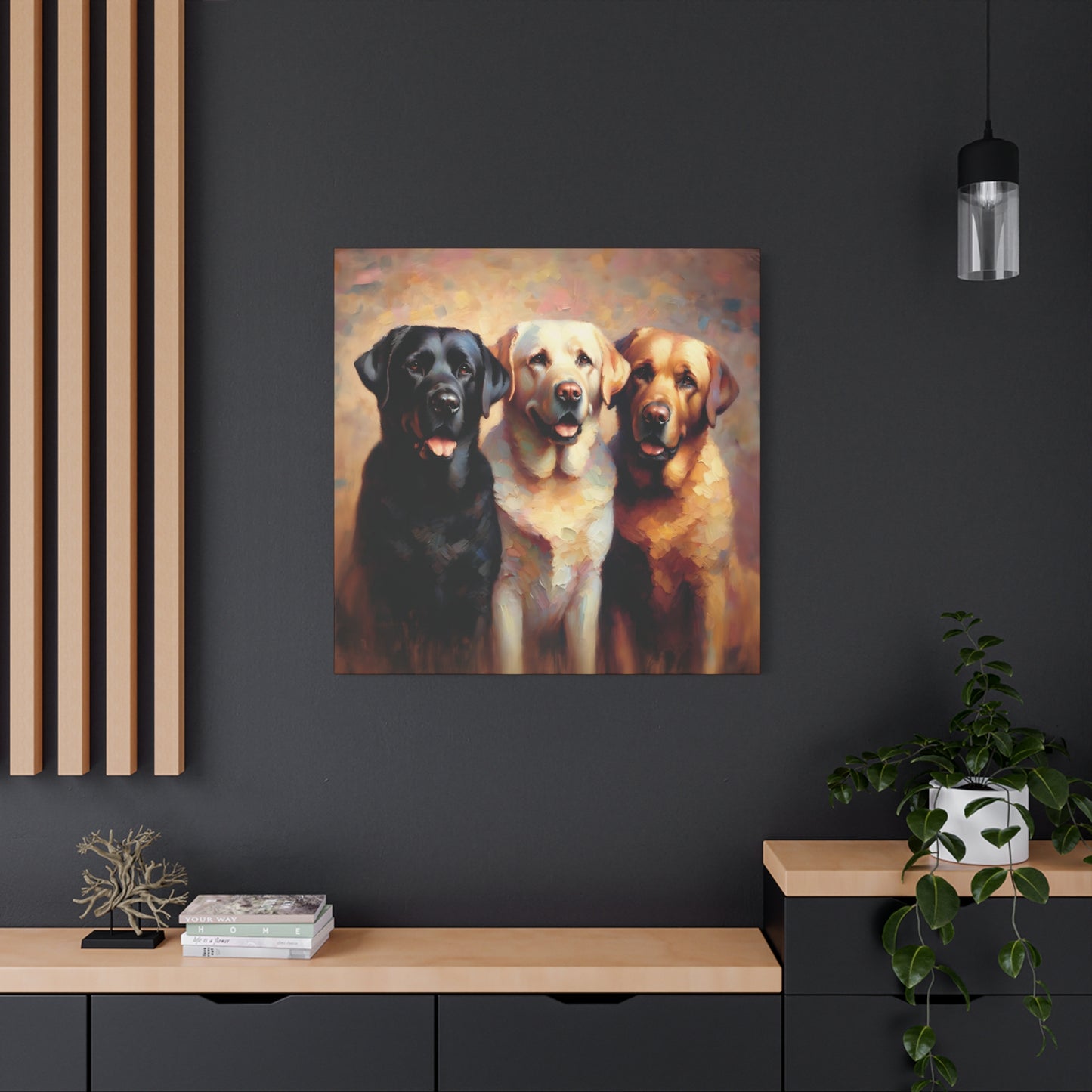 Canvas Print Labrador Retriever Trio Impressionist Style Art