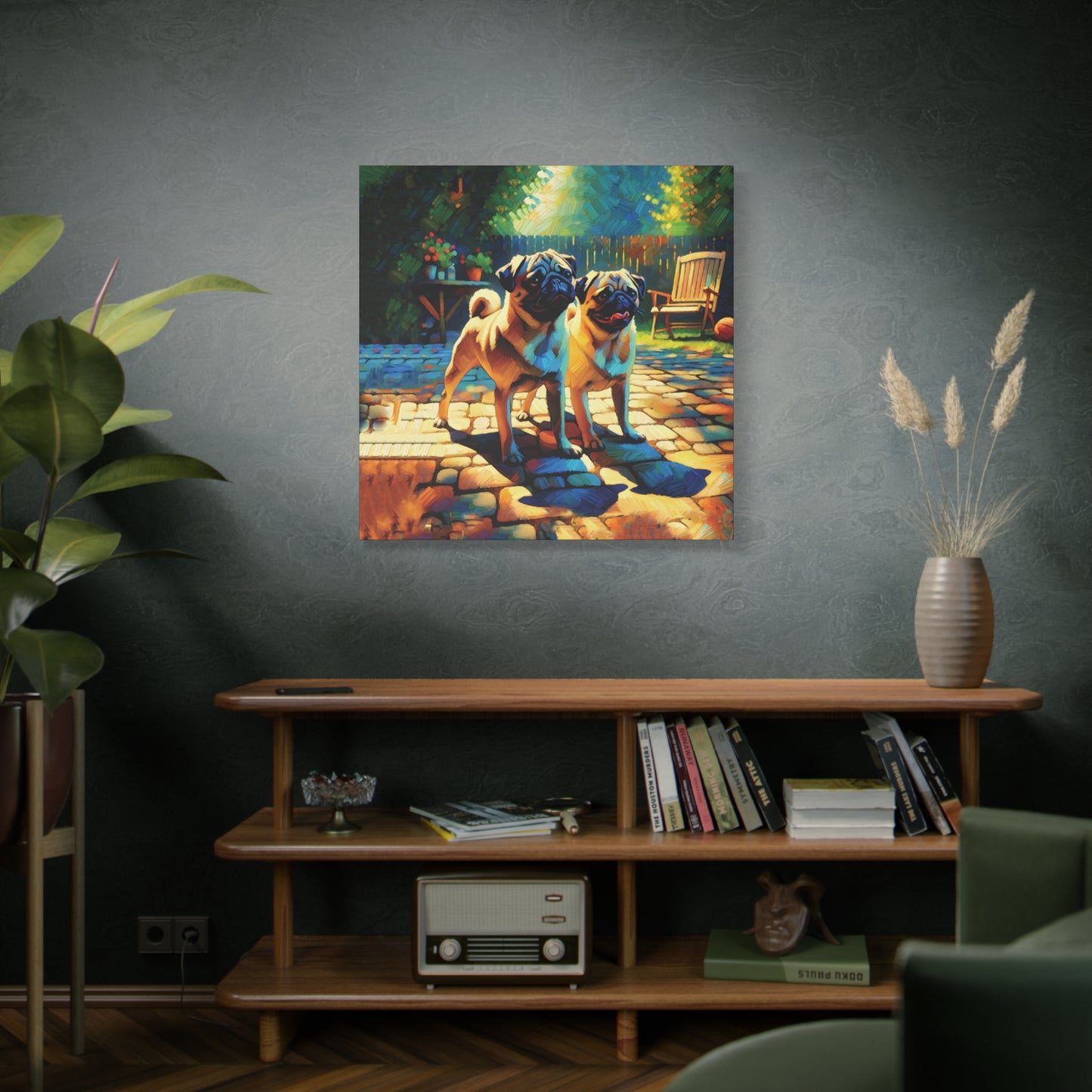 Fawn Pugs Expressionist Canvas Art Print