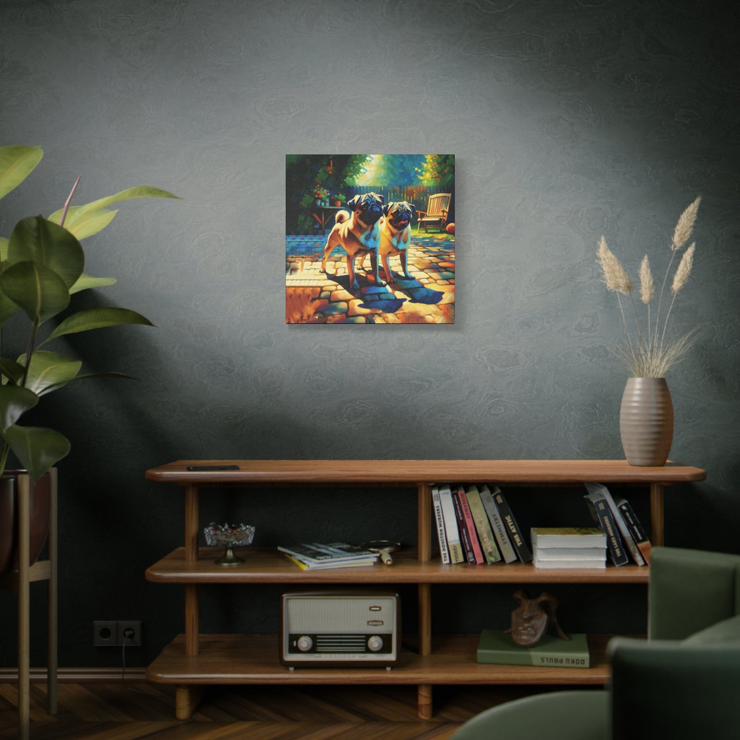 Fawn Pugs Expressionist Canvas Art Print