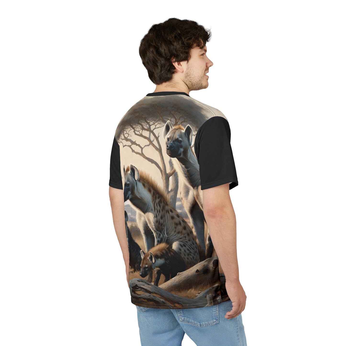 Hyena Family Art Tee | Unisex Cut & Sew T-Shirt, Wildlife Apparel, Unique Graphic Tee, Birthday Gift