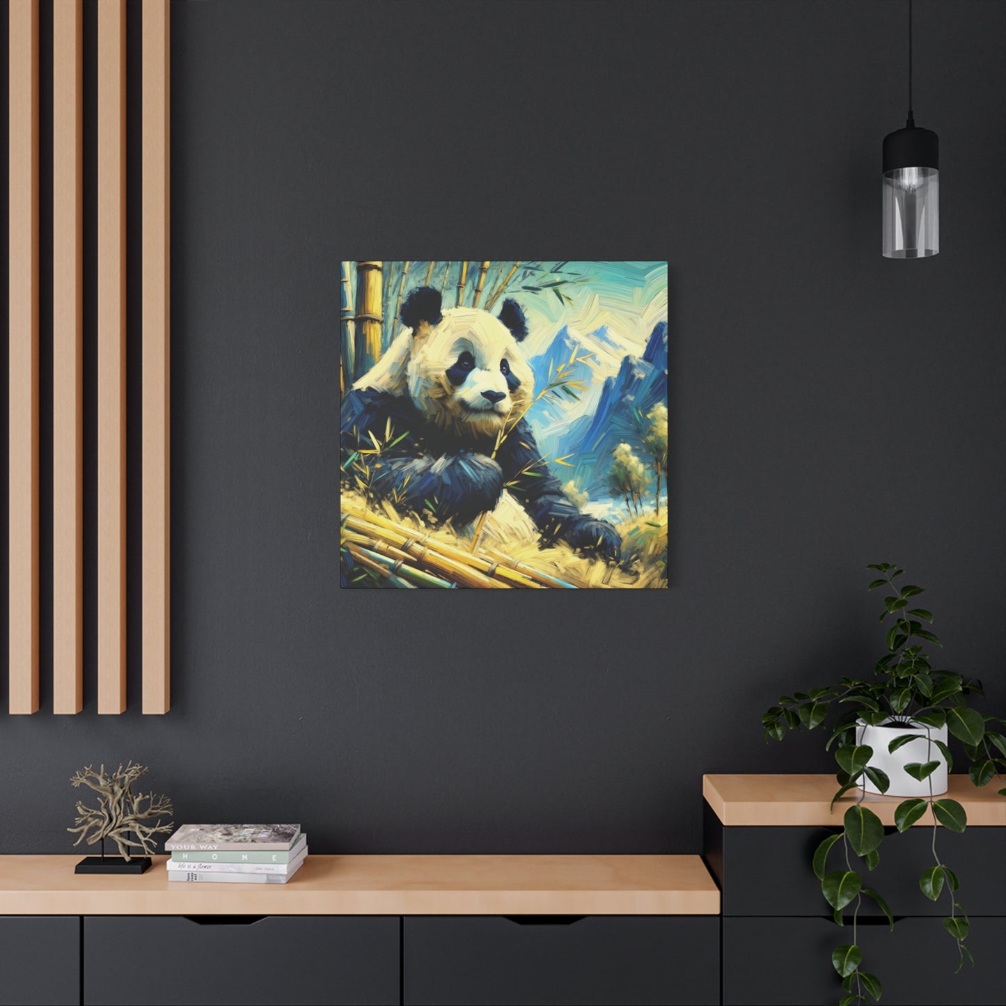 Canvas Wall Art - Giant Panda in Bamboo Forest, Contemporary Impressionist Style Print