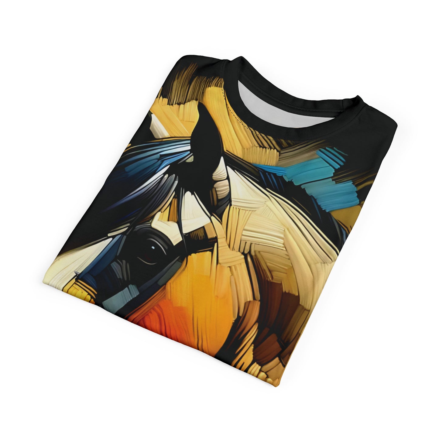 Buckskin Horse Portrait Vibrant Art Tee | Colorful Unisex Cut & Sew T-Shirt, Wildlife Apparel, Unique Graphic Tee, Birthday Gift