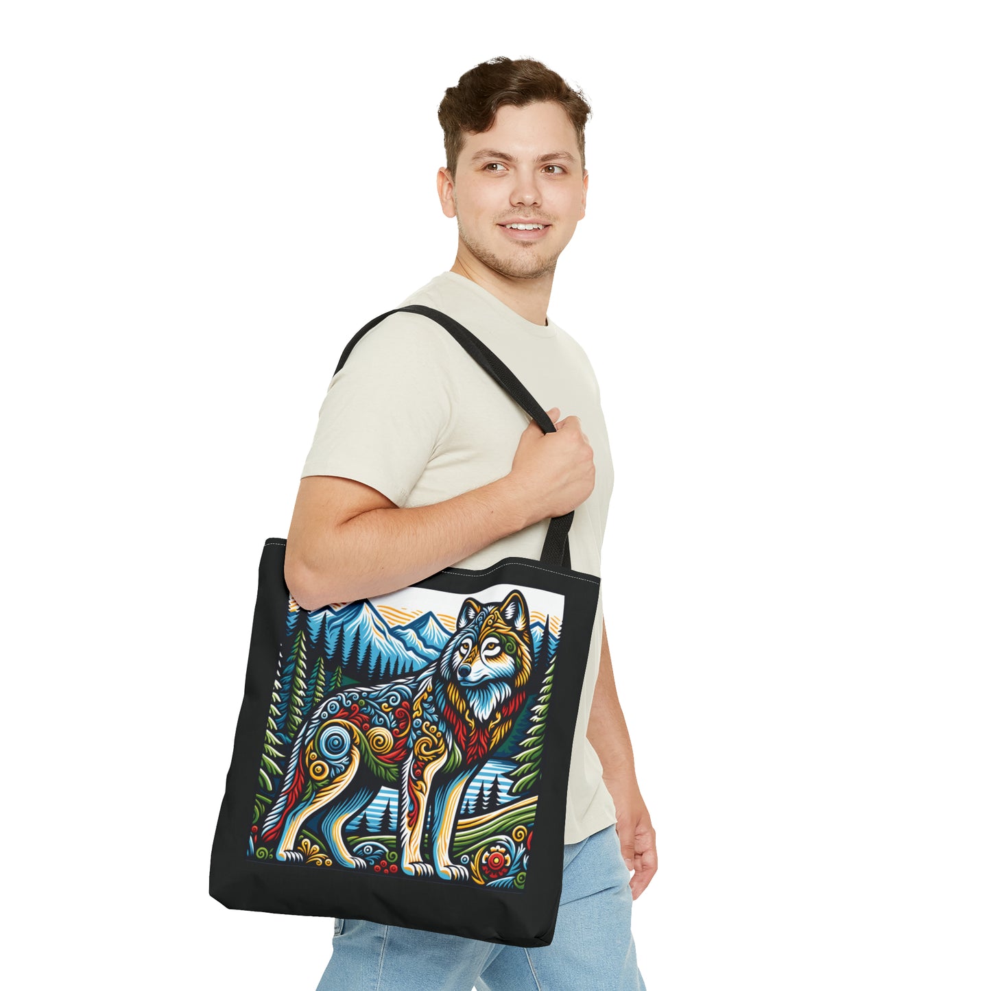 Folk Art Wolf - Tote Bag