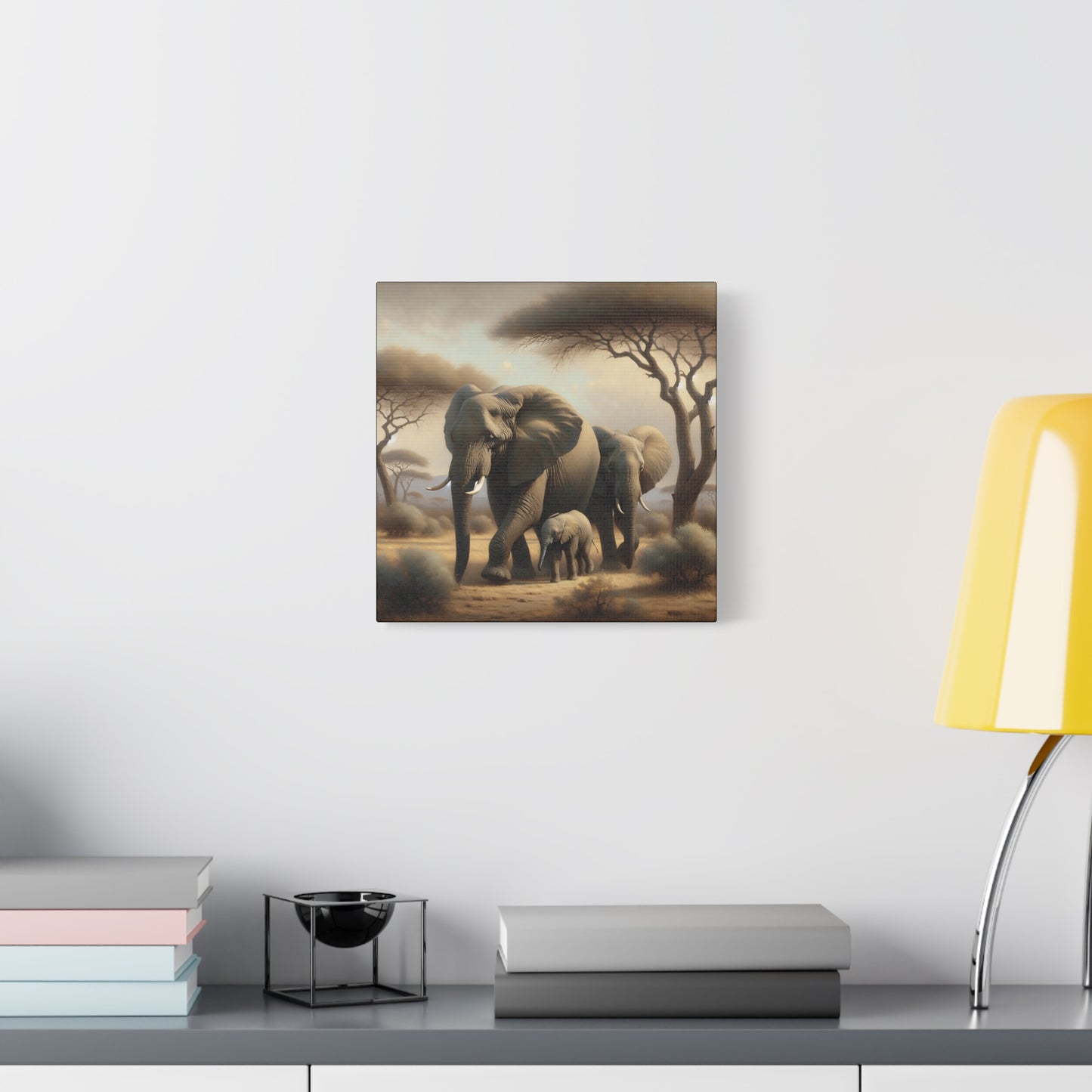 African Elephant Family Canvas Art Print