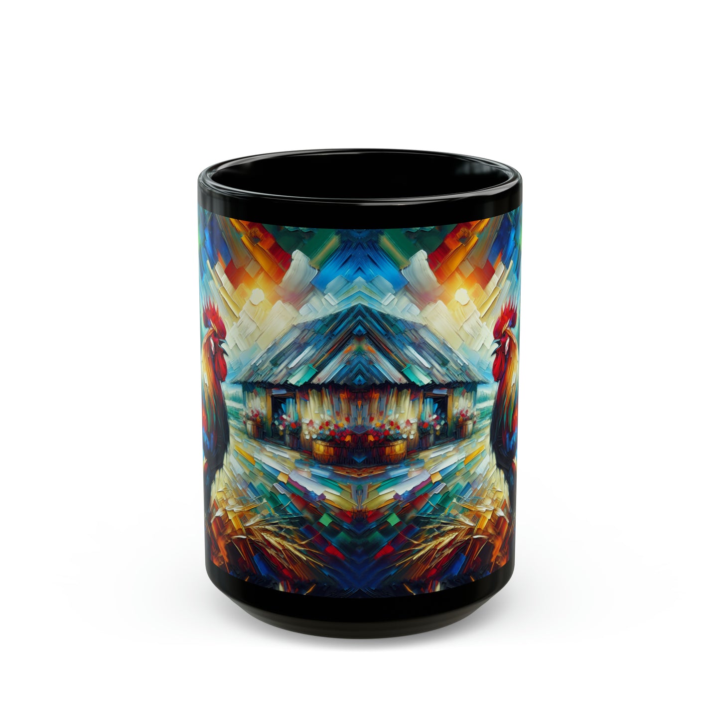 Rooster Morning - Black Mugs (11oz, 15oz)