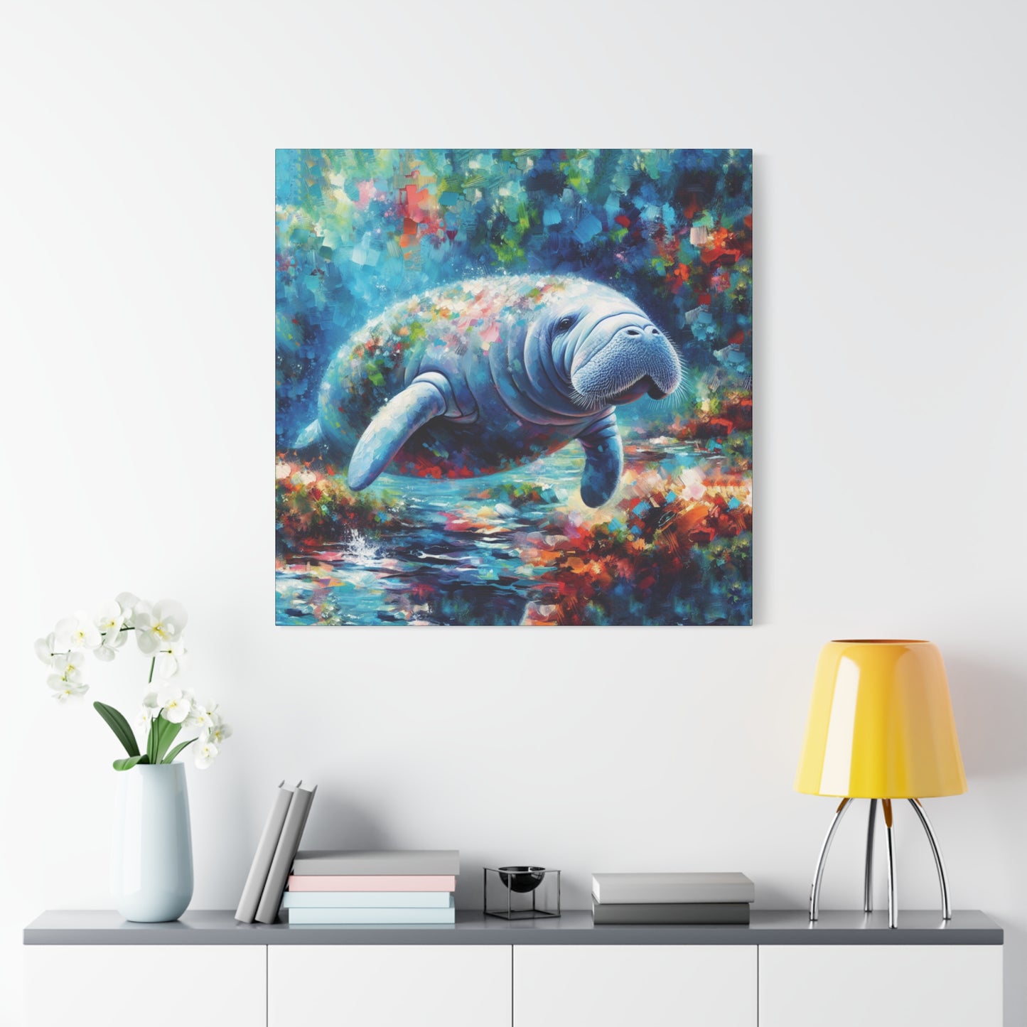 Manatee Garden Expressionist Canvas Art Print