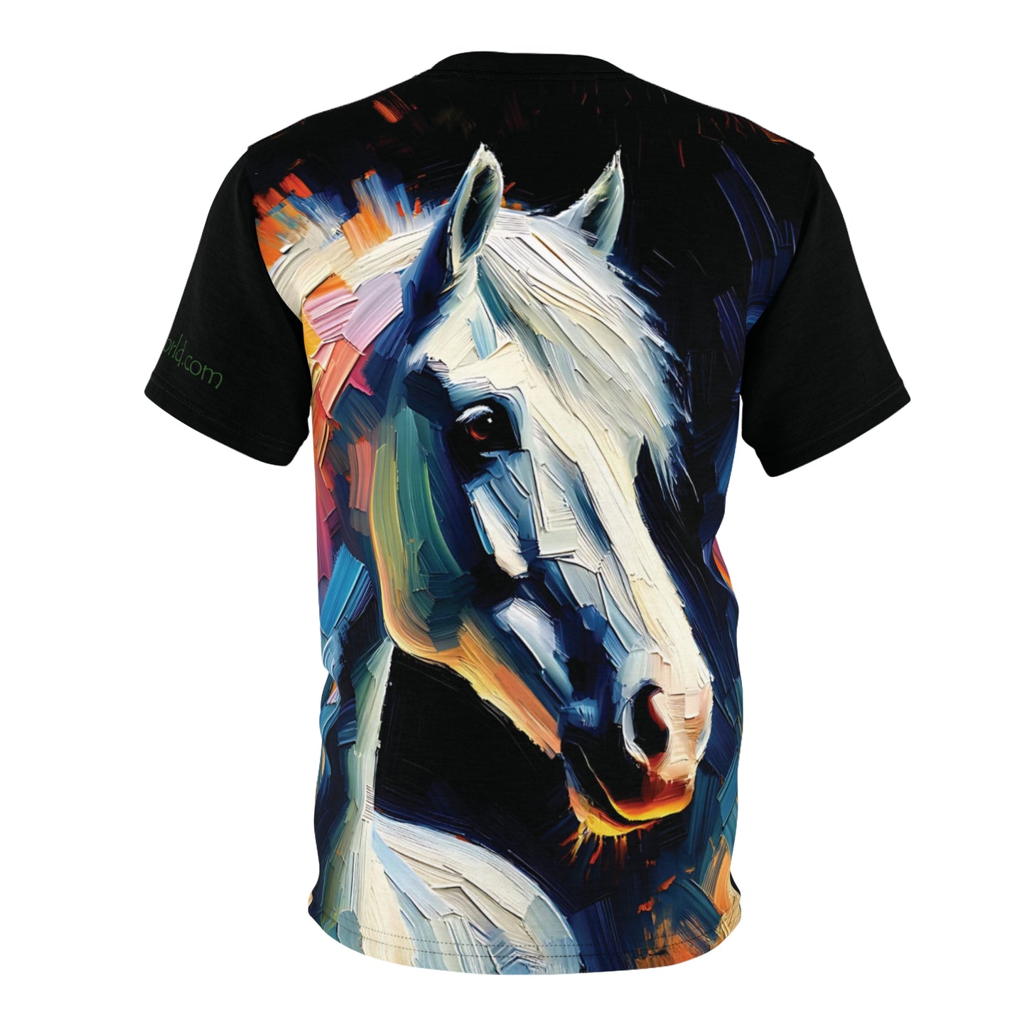 White Arabian Portrait Vibrant Art Tee | Colorful Unisex Cut & Sew T-Shirt, Wildlife Apparel, Unique Graphic Tee, Birthday Gift