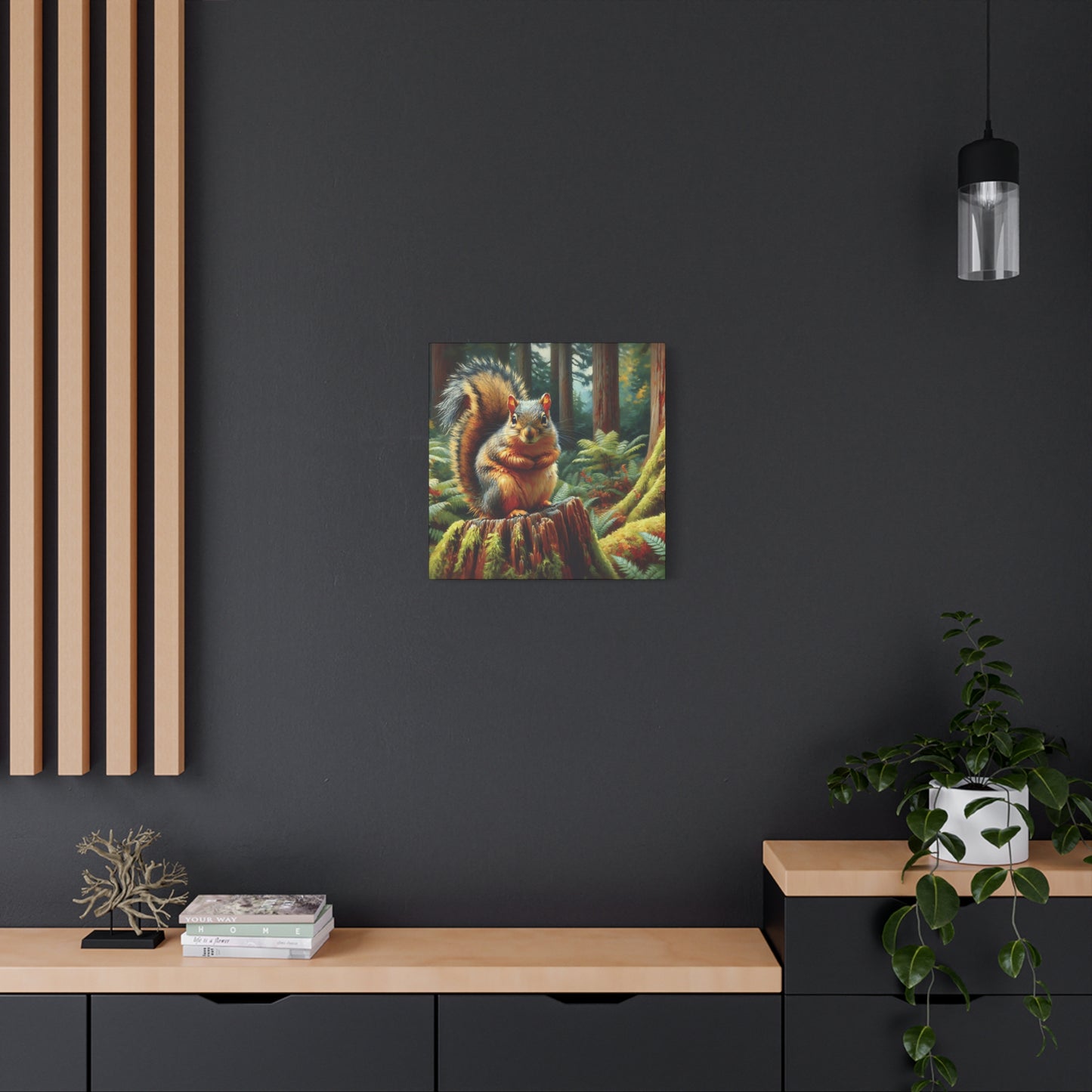 Douglas Squirrel in Olympic National Forest Impressionist Canvas Art Print