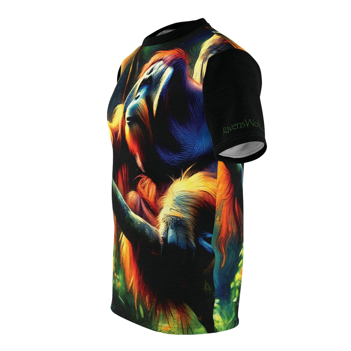 Orangutan in Tree Vibrant Art Tee | Colorful Unisex Cut & Sew T-Shirt, Wildlife Apparel, Unique Graphic Tee, Birthday Gift