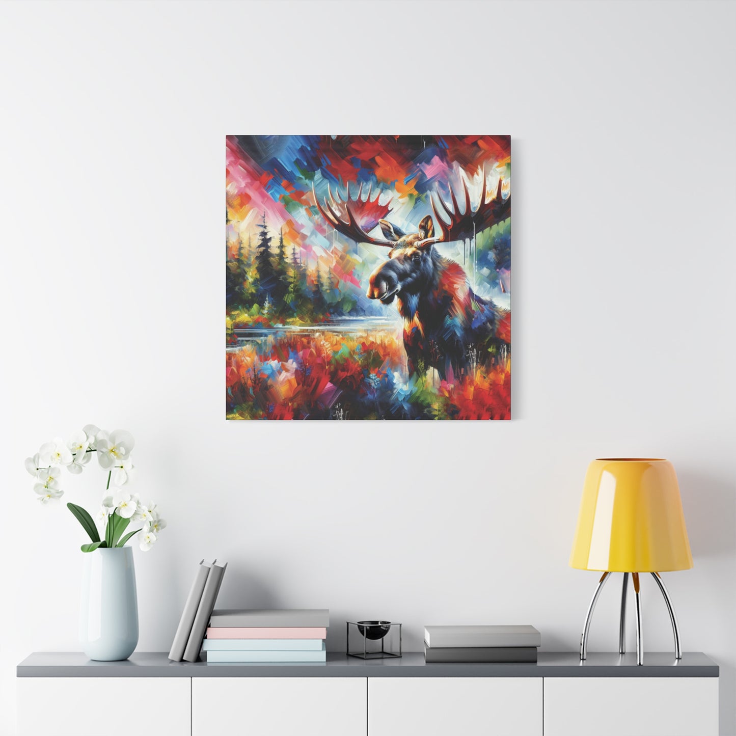 Sunrise Moose Expressionist Canvas Art Print