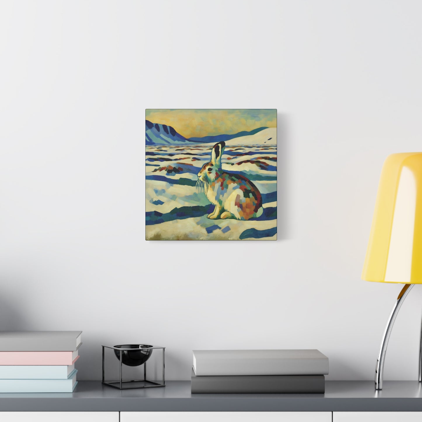 Arctic Hare on the Tundra, Expressionist Style Canvas Art Print
