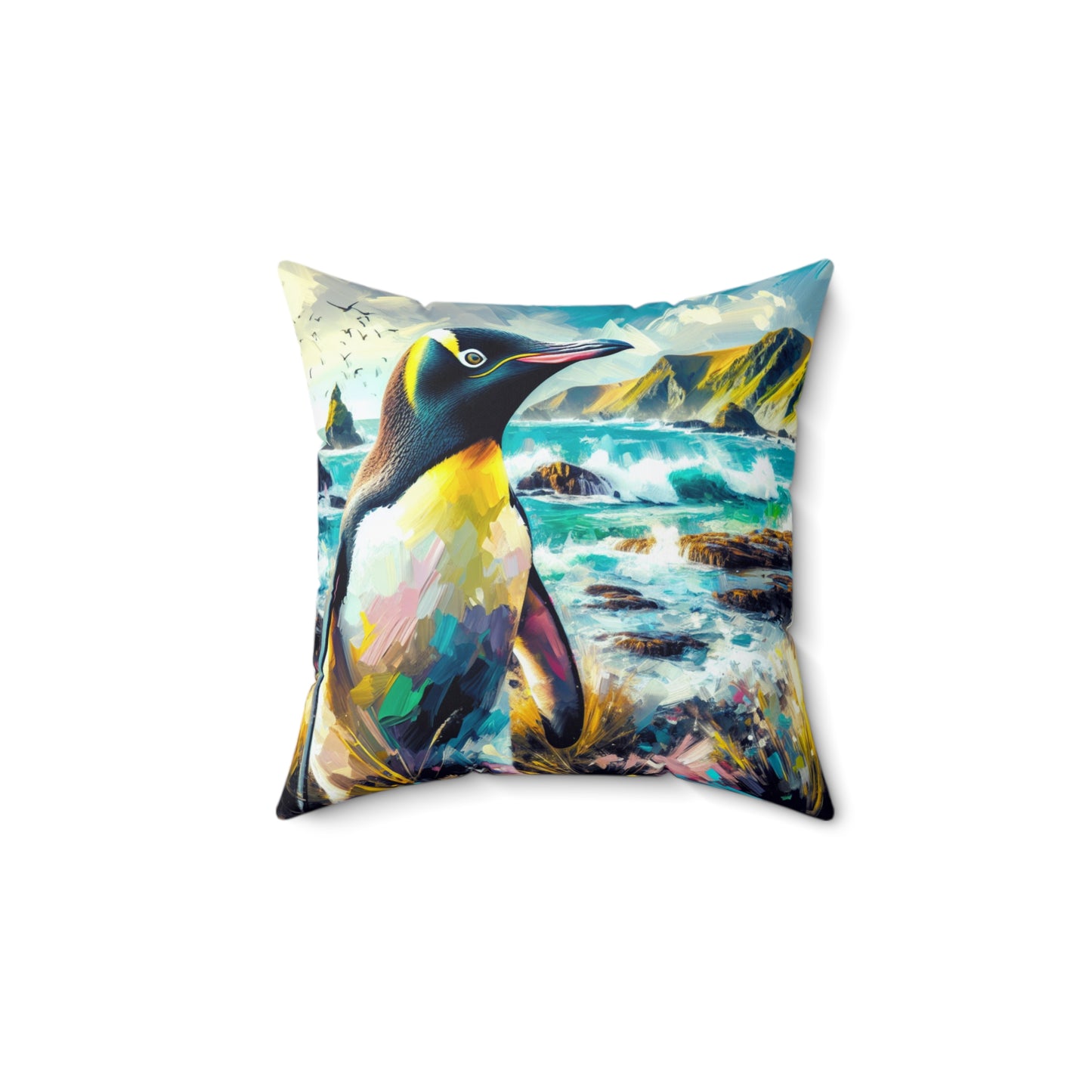 Yellow-Eyed Penguin of South Island - Square Throw Pillows