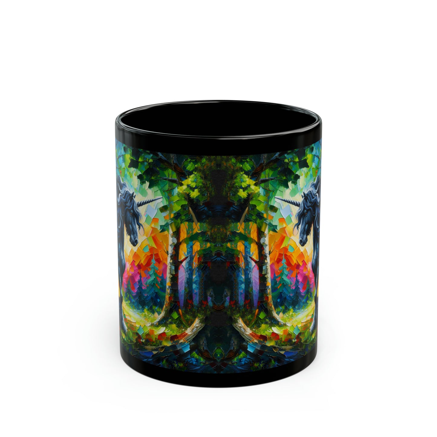 Elegant Black Stallion Unicorn - Black Mugs (11oz, 15oz)